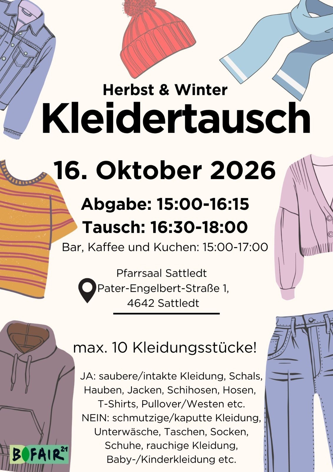 Herbst Winter Kleidertausch Kleidertauschparty Sattledt 2026